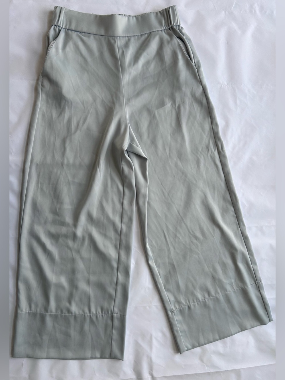 Zara Light Sage Wide-Leg Pull-On Pants size xs